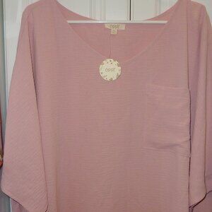 NWT ODDY Dusty Rose Short Sleeved Tunic Blouse Size 3X